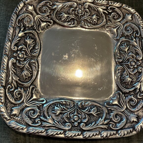 Wilton Armetale Pewter Wm & Mary Pattern Square Tray Scroll Design 13" x 13" - Picture 1 of 8